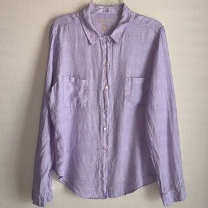 Lilly Pulitzer Lavender Sea View Woven Linen Long Sleeve Button Down Shirt